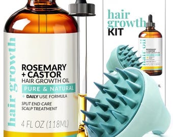 Rosemary & Castor Oil Hair Growth Kit – Includes Comfort Scalp Brush