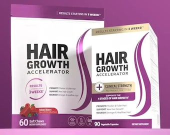 Hair Growth Accelerator Supplement Capsules + Soft Chews – Biotin