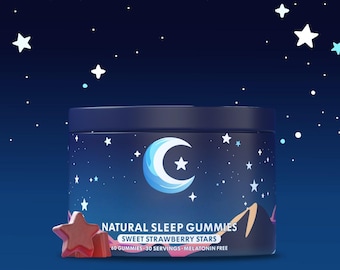 Natural Sleep Gummies – Sweet Strawberry Stars, 30 Servings
