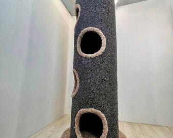 Cat Tower Barrel House 200 cm – Multi Level Cat Condo with Hidden Shelves