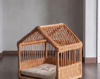 Rattan Cat House Bed