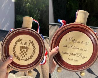 Personalized wooden čutura with custom engraving