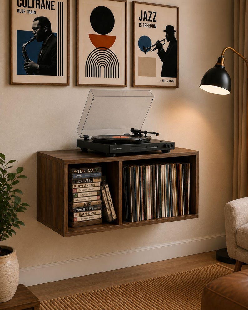 Handmade Solid Wood Record Player Stand | Vinyl Storage Cabinet | Mid ...