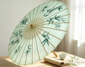 Handmade Bamboo Oil Paper Umbrella, Traditional Chinese Design, Sunshade Rainproof, Hanfu Wedding Accessory