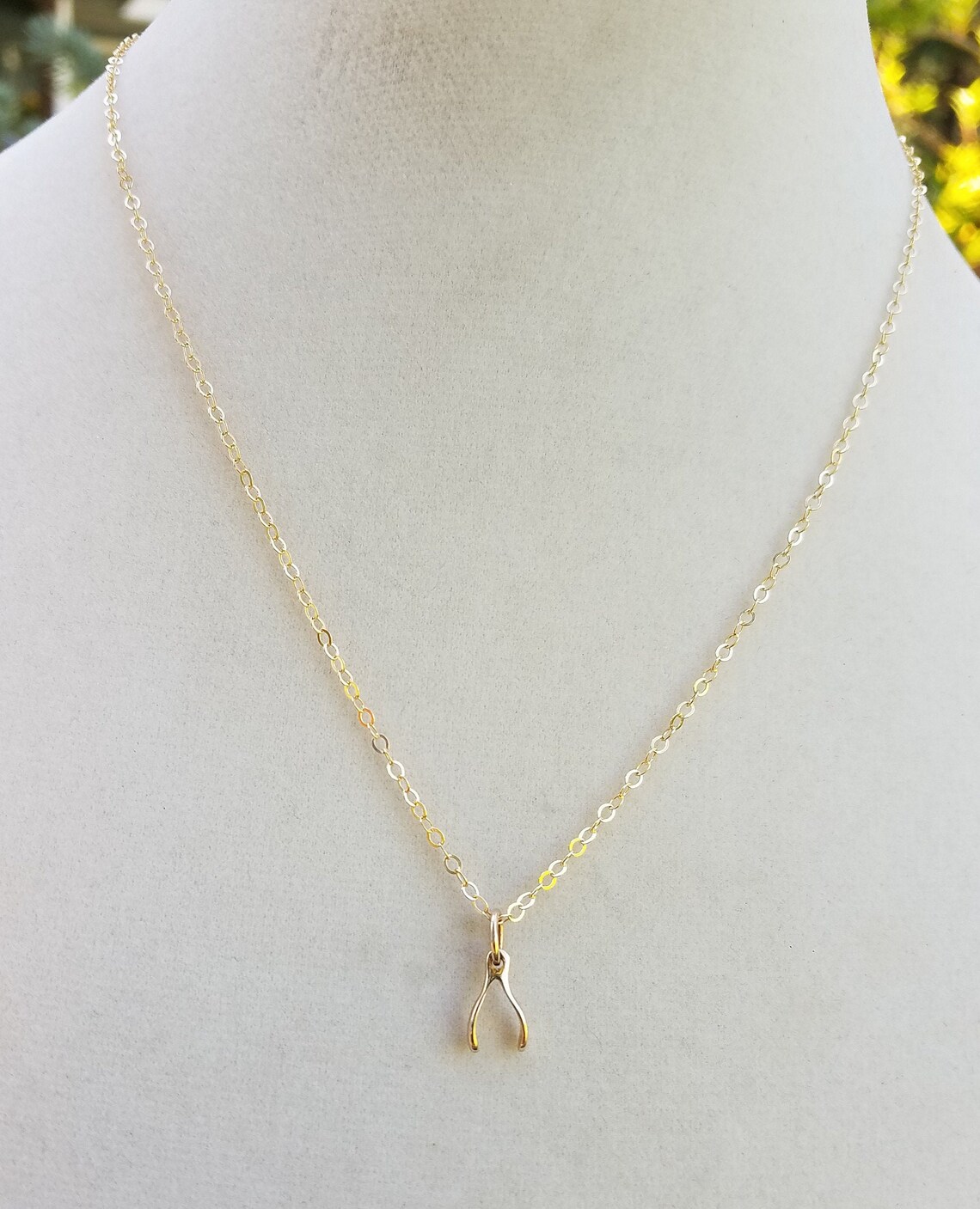Wishbone Necklace Dainty 14Kt Gold Vermeil Wishbone on your Etsy