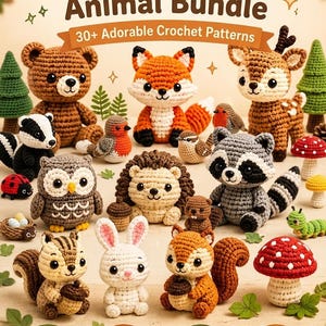 Mega Waldtier Häkelanleitungen-Bundle | 30+ Amigurumi PDF Patterns | Anfängerfreundlich | Sofort Download