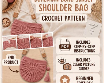 Patrón de ganchillo para bolso de hombro Boho Boho Sunset (descarga en PDF)