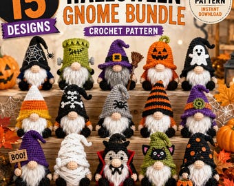 15 Halloween Gnome Crochet Patterns Bundle | Spooky Amigurumi PDF (Digital Download)