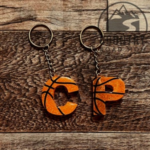 Basketball Glitter Letter Key Chains Team Gifts