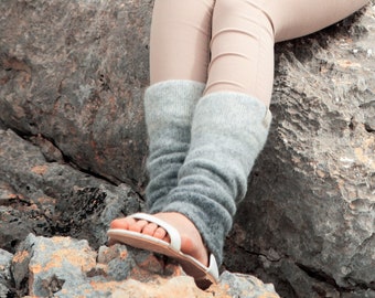 READY TO SHIP Ombre yoga leg warmers in gray to dark gray natural wool, boiled wool leg warmers