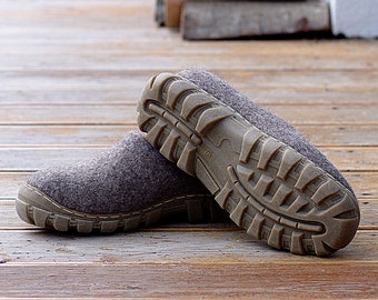 Light brown handmade man woman shoes from cruelty free organic wool