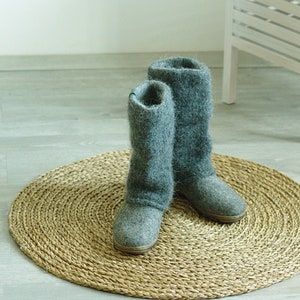 Botas de invierno para mujer de lana ecológica con suela de | Etsy México