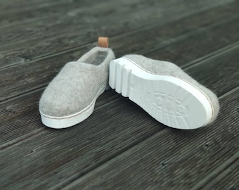 Beige Felted Wool Shoes: Sporty Women's Sneakers (EU37/US 6.5)