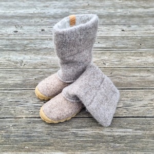 Natuurlijke beige bruine herensnowboots, vilten herenwinterlaarzen, lichte kleur snowboots