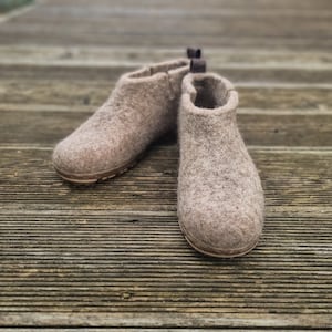 READY to SHIP in size EU38, US womens 7.5 Cappuccino booties & ankle boots booties for women felted from organic wool Cappuccino