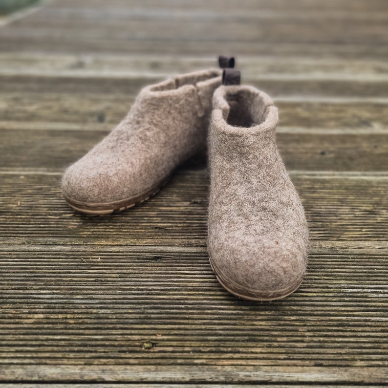 READY to SHIP in size EU38, US womens 7.5 Cappuccino booties & ankle boots booties for women felted from organic wool Cappuccino