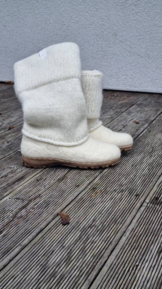 Gevilte laarzen natuurlijk beige bruin Gevilte wollen laars valenki wollen laarzen vilten laars Etsy Nederland