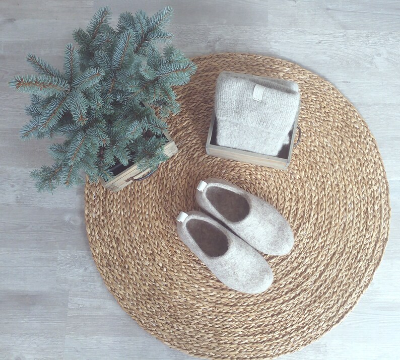 Felted wool clogs just beige organic eco friendly cream unisex slippers felted slippers handmade felt wool house shoes image 4