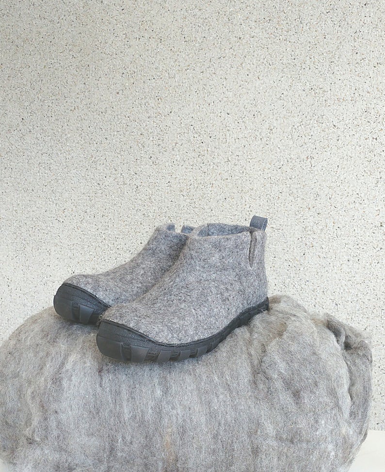 gray flat ankle boots