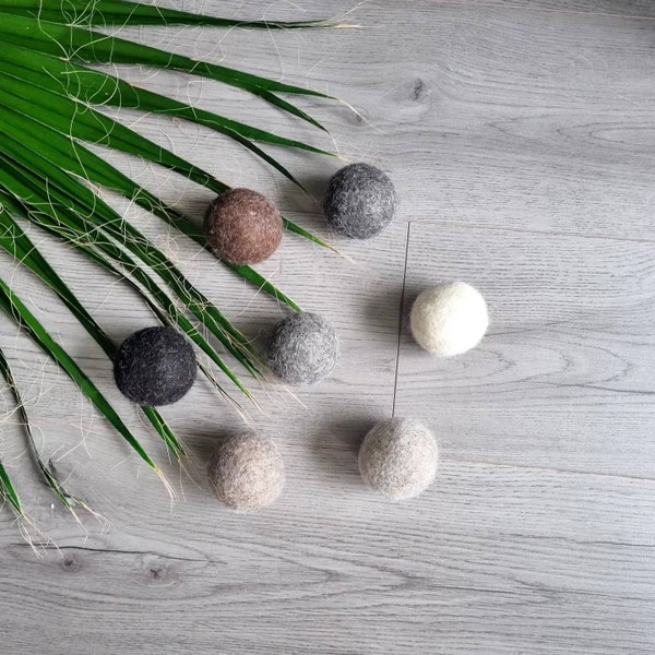 Handmade Wool Dryer Balls for naturally softer, faster, unscented, undyed and more eco-friendly laundry