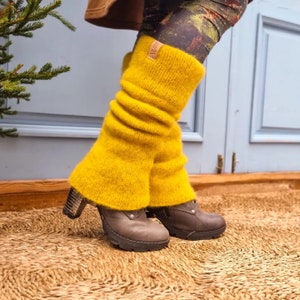 Cozy handmade plantdyed wool legwarmers - rustic elegance for chilly days