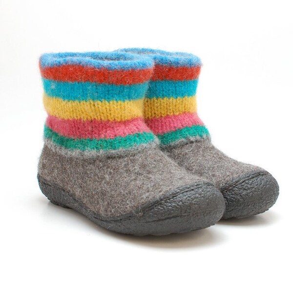 Felt wool boots Colors size EUR 36 / US 6 - felted wool shoes valenki