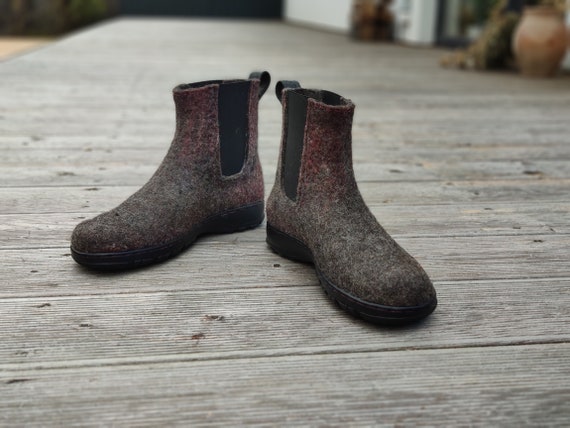 Felted Chelsea Boots With Rubber Soles and Reinforced Toe and - Etsy UK