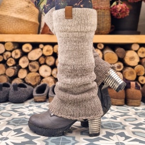 Ombre wool leg warmers in beige to brown natural wool, boiled wool leg warmers