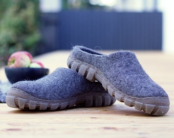 Mens stepin felt shoes in gray natural wool