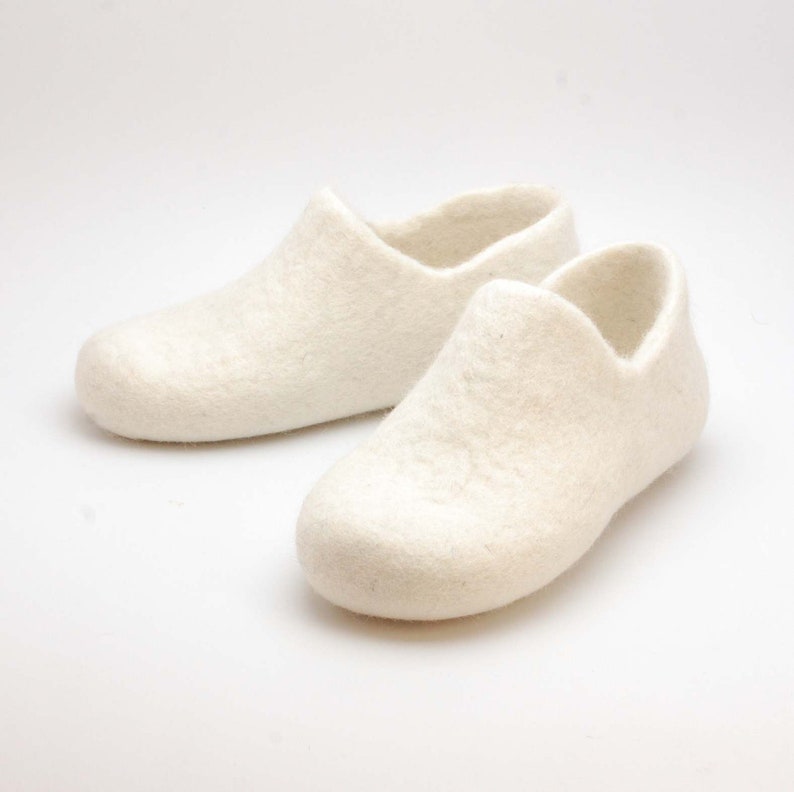 Felted slippers from natural white wool image 6