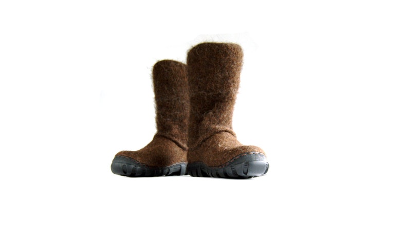 Felted boots natural brown women boots felted wool boot valenki felt boot felted wool shoes handmade shoes handmade boots image 2