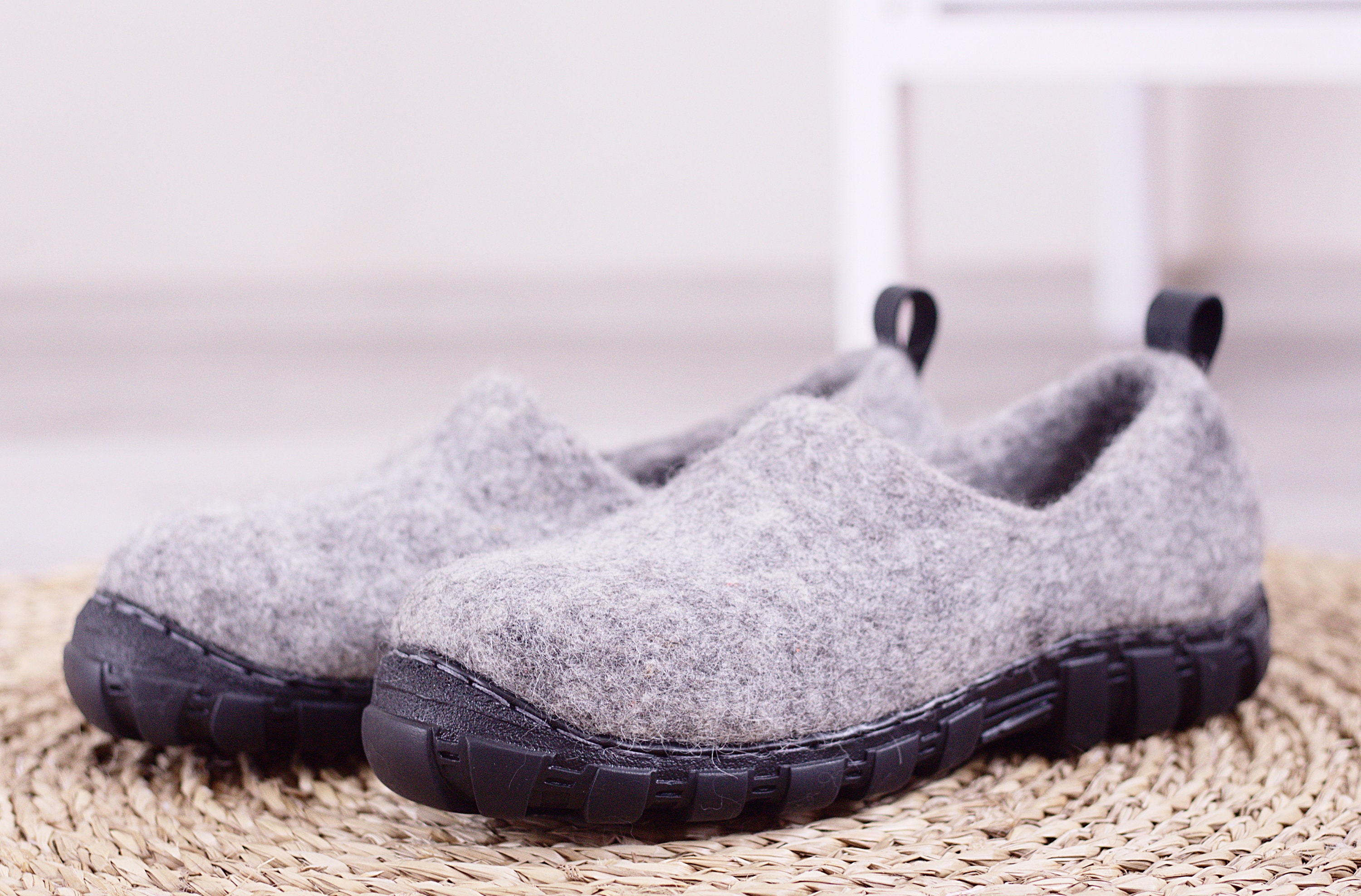 Wool boots for men in grey wool with rugged soles Handmade Etsy