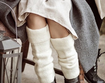 Calentadores de piernas de punto de lana - leggings de lana orgánica de fieltro - accesorios de punto para mujer