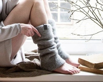 Boiled wool leg warmers, READY to SHIP felted organic wool leggings, knit leg warmers, knit accessories womens