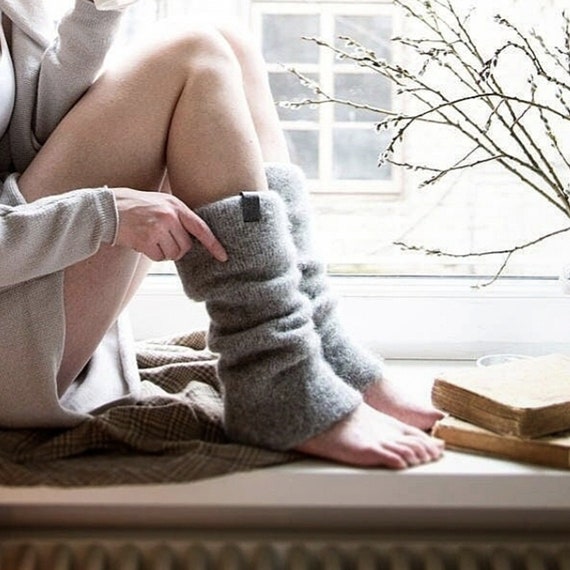 Boiled Wool Gray Leg Warmers, Felted Organic Wool Leggings, Knit Leg Warmers,  Knit Accessories Womens -  Canada