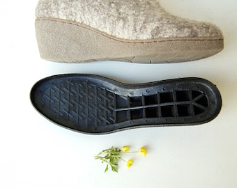 Rubber Wedge Soles for Felted Clogs: Beige or Black, 6cm Heel