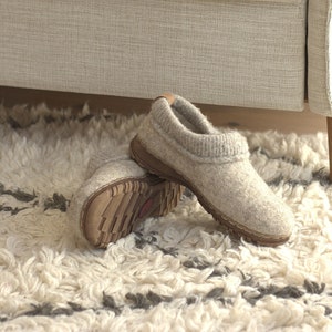 Beige ethical organic shoes from natural eco wool