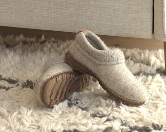 Beige ethical organic shoes from natural eco wool