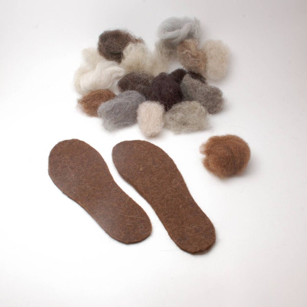 Organic wool felt insoles, wool boot liners