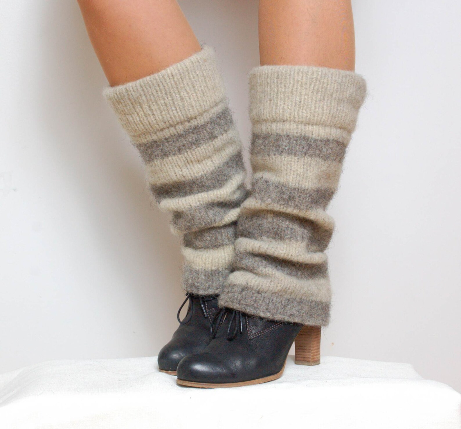 Striped Boiled Wool Slouchy Leg Warmers Striped Leg Warmers Etsy