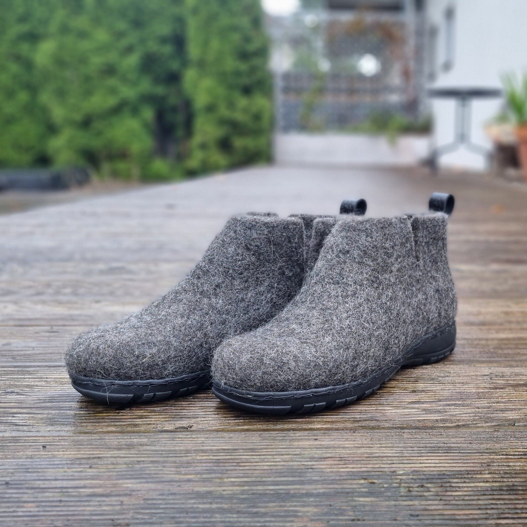 READY to SHIP Grey Booties Ankle Boots Booties for Women Felted