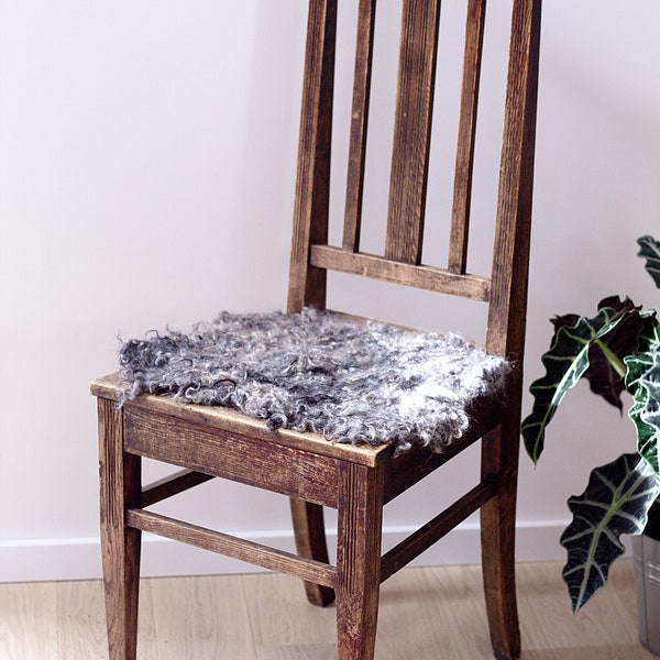 Faux Sheepskin Stool Cover, Natural wool chair cushion