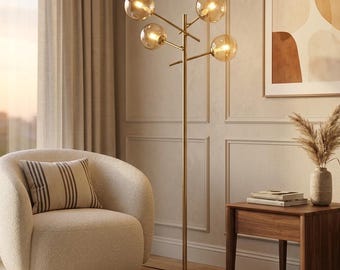 Glass Bubble Ball Floor Lamp, Nordic Standing Lamp, Modern Art Deco Lighting, Luxury Bedroom Living Room Decor, LED Floor Light