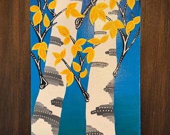 Handmålad asp, 10x20 duk