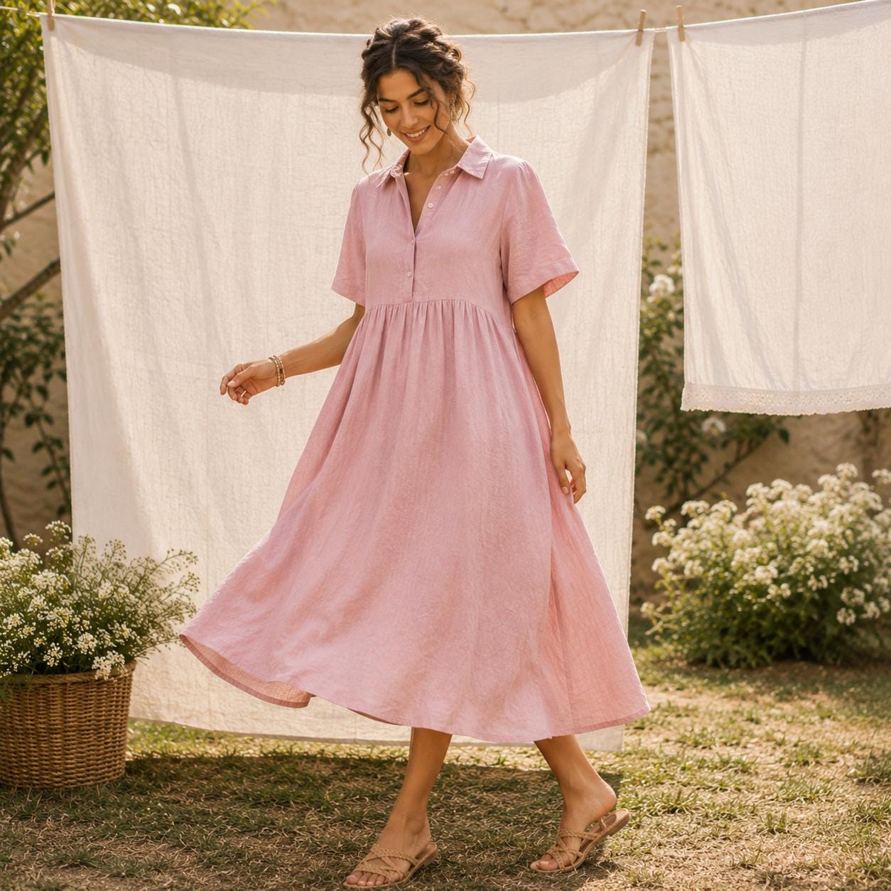 rachel comey linen dress Rachel Dress in White Linen XL main image 1