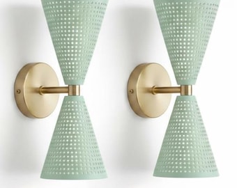 Perforated Cone Wall Light | Modern Brass Wall Sconce for Bedroom & Hallway