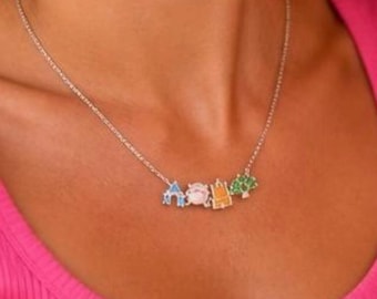 Collar con colgante de castillo chapado en oro / Colgante de parque de atracciones / Joyería caprichosa / Joyería de princesa de cuento de hadas