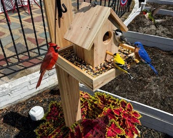 16" x 16" Cedar Bird House Feeder Planter