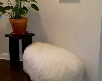 Oval Fur Ottoman Mongolian Lamb Sheepskin Fur   Private