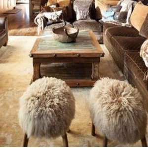 Mongolian Lamb Stool Ottoman